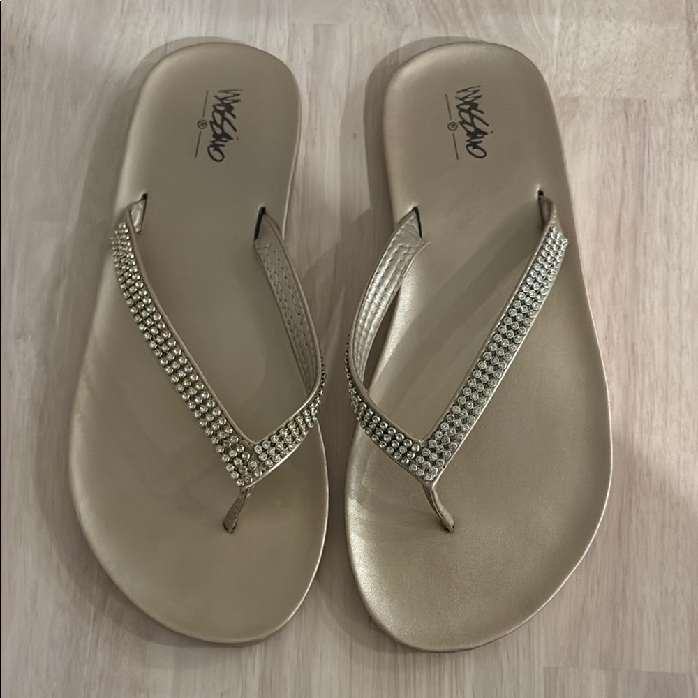 Mossimo Supply Co. Women's Metallic Sandals with Rhinestones